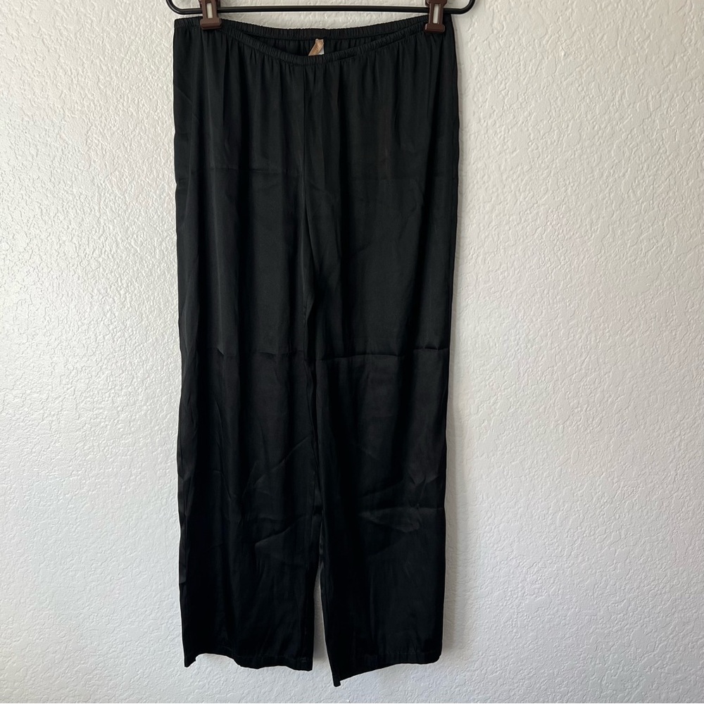 Gilligan O'Malley Luxe Womens Pajama Pants Medium Satin Lounge Sleep Black Ebony